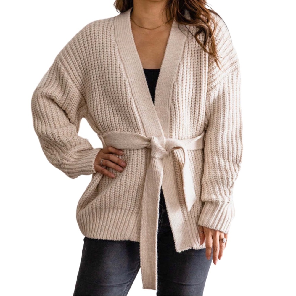 OAT New York | Vintage Cotton Belted Cardigan | Oatmeal | Large